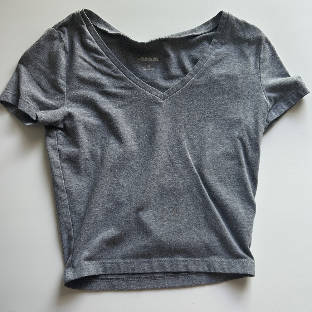 plain grey cropped t shirt